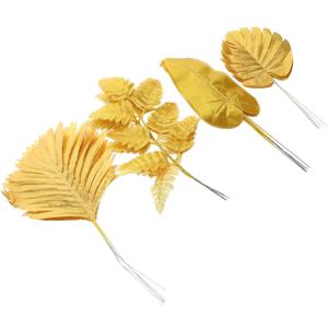20pcs Artificial Golden Tropical Leaves Faux Plant Decor for Weddings Parties and Home Simulation Leaves for Tropical Decor and Events
