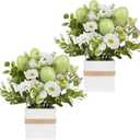 JIALEIXI Easter Decorations, 2 PCS Easter Artificial Flower Egg Potted Table Decorations, for Home Farmhouse Fireplace Holiday Spring Summer Indoor Party Decor (Green)