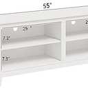 Modern TV Stand for 65 inch TV, White Wood TV Cabinet with 4 Open Storage Shelves, Fits 50-65 Inch TVs, 55 Inches W x 15 Inches D x 22.8 Inches H