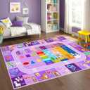 Alphabet Rug for Classroom - ABC Rugs for Kids Playroom Classroom Carpet for Learning ABC Alphabet,Numbers,Animal,Colors,Season Kids Play Mat for Boys Girls Bedroom Decor,Purple,4x6 Feet Purple
