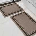 chakme 2 Piece Bathroom Rug Sets, Ultra Thin Bath Mat,Absorbent,Non Slip, Machine Washable, Dark Beige, 17"x24"+17"x32"