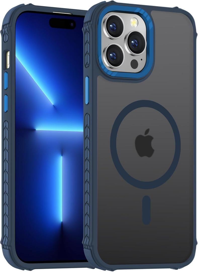 DEERLAMN Strong Magnetic Case for iPhone 14 Pro 6.1-Inch,[Compatible with Magsafe][Military Grade Drop Protection] Translucent Matte Shockproof Protective Phone Cover-Frosted Blue