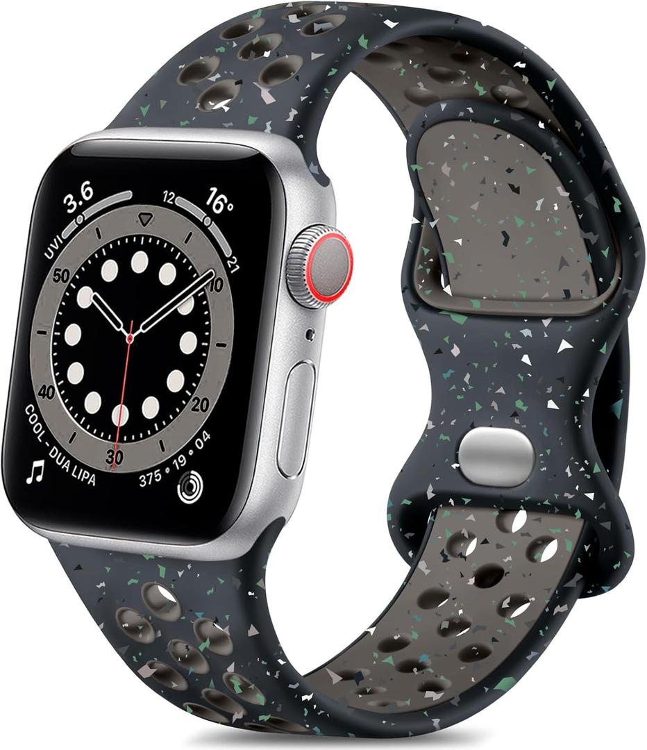 Lerobo Compatible with Apple Watch Band for Men Ultra 2 3 49mm SE 2 3 44mm Series 11 10 46mm Series 9 8 45mm 42mm Women Sport Band for iWatch Bands Series 7 6 5 4 3 2 1 Breathable Soft Silicone Strap (Midnight Sky Flame)