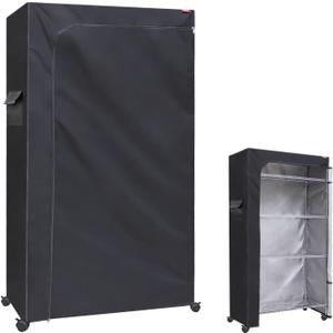 Dustproof Shelf Cover  Fits 48" W x 18" D x 72" H Wire Shelving Rack, Waterproof Oxford Fabric & Two-Way Zipper for Closet, Garage, Basement (Black, Cover Only)