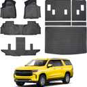 KUST Floor Mats Cargo Mat Set for 2021-2025 Chevy/Chevrolet Suburban & GMC Yukon XL, All Weather Trunk Mat Backrest Mat for Suburban/Yukon XL Accessories TPE Rubber Liners (7 Seater Only)
