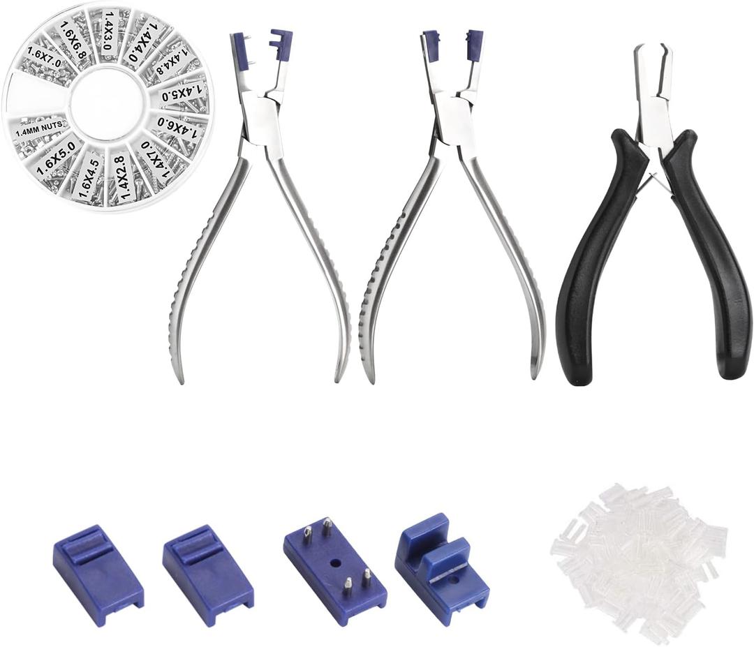 Rimless Glasses Frame Tools - Optician Plier Set with 600 Pcs Tiny Screws, Adjusting Eyeglass Arms, Repairing Eye Glass, Sunglass, Jewelry, Watch