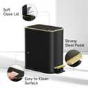 TIPGO Small Bathroom Trash Can with Lid Soft Close, Step Pedal, 5 Liter / 1.3 Gallon Stainless Steel Trash Bin, Slim Garbage Cans for Toilet, Office, Bedroom (Black)
