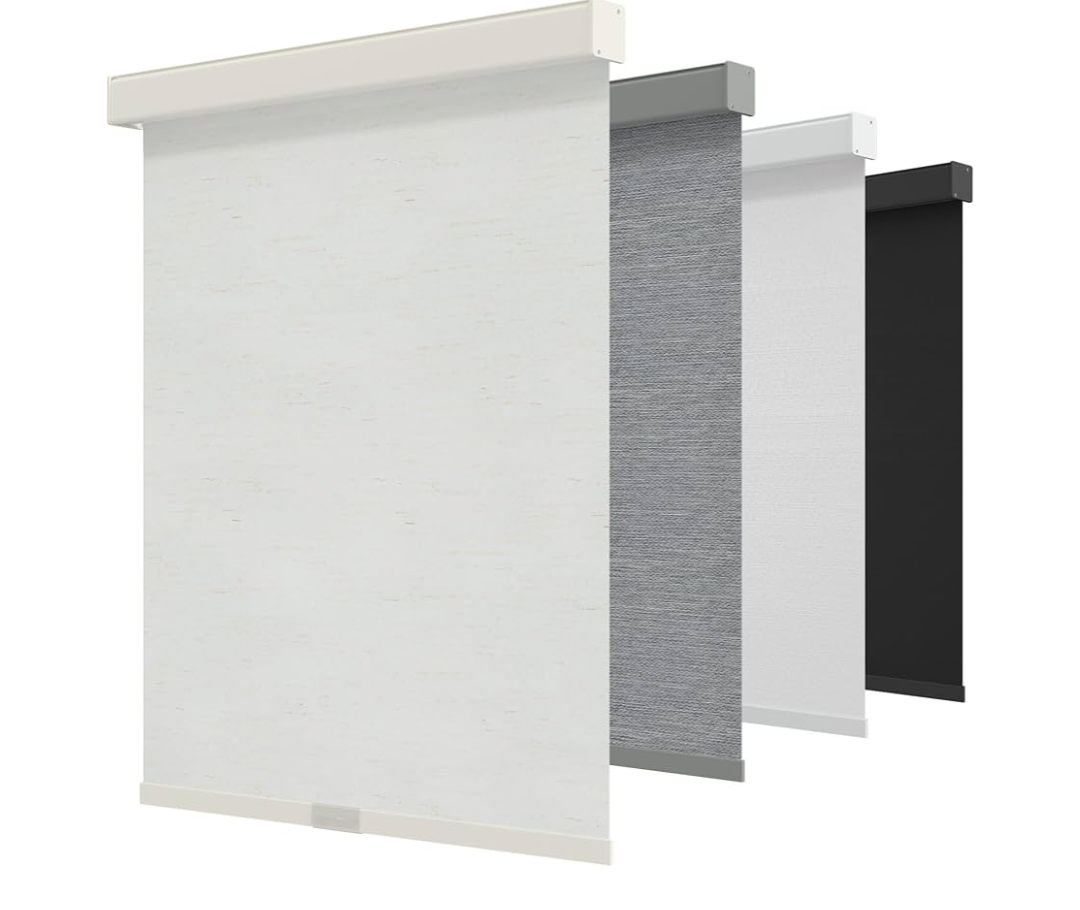 GENIMO 100% Blackout Roller Window Shades, Window Blinds Cordless with Thermal Insulated, UV Protection Fabric, Mini French Door Blinds for Home, Bedroom, Office, Linen Beige, 72" W X 72" H