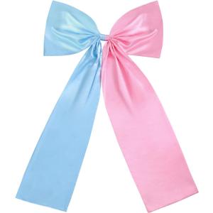 Gender Reveal Party Decorations - Giant Pink & Blue Satin Bows, for Backdrop Garland Kit with Door Hanger Baby Showers, Birthdays, Reveal Celebrations Neutral Theme