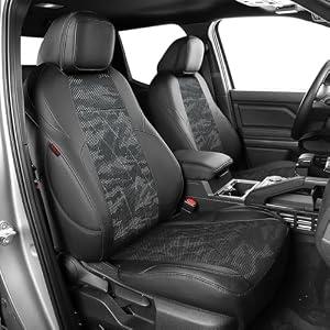 EKR Tacoma Seat Covers Custom Fit for Toyota Tacoma 2016 2017 2018 2019 2020 2021 2022 2023 Double Cab/Crew Cab -Truck Seat Covers for Car Full Set,Faux Leather(Black/Gray Camo A63)