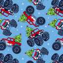 RUSPEPA Monster Truck Christmas Wrapping Paper Roll, Mini Roll, Red Truck with Christmas Tree and Snowflake, Blue Gift Wrap for Kids, Boys, Friends, Family, Xmas Holiday Gifts, 17 Inches x 16.4 Feet