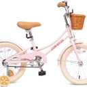 ACEGER Retro Princess Kids Bike with Basket for 3-12 Years Old Girls, Included Coaster Brake & Caliper Brake, 14 16 18 Inch with Training Wheels, 20 Inch with Kickstand, Vintage Bicycle for Gifts.
