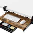 ETHU Keyboard Tray Under Desk, 19.7" X 12.2" Small Size C Clamp Keyboard Drawer Under Desk, Computer Keyboard Stand Slide Pull Out, Ergonomic Keyboard Tray for Home, Office (Wood)