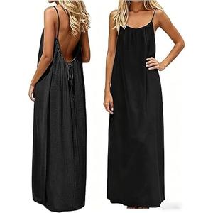 Backless Cami Dress Backless Dress House Dress for Women Sleeveless Long Cami Lounge Dress Backless for Indoor Summer Wear, M
