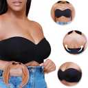 Woobilly Strapless Bra, Non-Slip Convertible Full Support Push Up Bras, Non Padded Side Smoothing Bra Bandeau (Black, M)