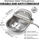 Automatic Animal Drinking Water Bowl with 2 Float Valves-304 Stainless Steel Automatic Water Dispenser for Dogs & Farm Animals, Auto-Refill, Leakproof Drain Hole, Extra Long 100cm Hose