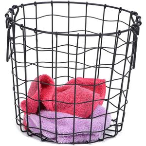 Small Laundry Basket,Round Metal Utility Storage Bin,9.8x9.8x8.5", 21.5x25x19cm