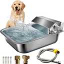 Automatic Water Dispenser for Dogs, 3L 304 Stainless Steel Dog Water Feeder Bowl Dispenser for Indoor/Outdoor, Auto-Fill Waterer for Pets & Livestock, Anti Tip, Water Auto Fill, Fit GHT 3/4" Faucet