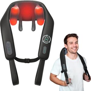 Snailax Cordless Neck Massager with Heat, 4D Kneading Neck and Shoulder Massager Deep Tissue, Shiatsu Back Massager Pillow, 2 Heating Levels,Gifts for Mom Dad (SL-681-5, Dark Black)