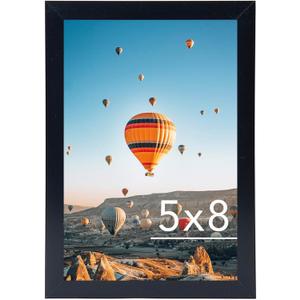 5x8 Picture Frame Black for Wall Hanging or Tabletop, Wall Mounting Horizontally or Vertically, 5 x 8 Wall Gallery Poster Photo Frame with Shatter Resistant Plexiglass,Black (5x8 inch)
