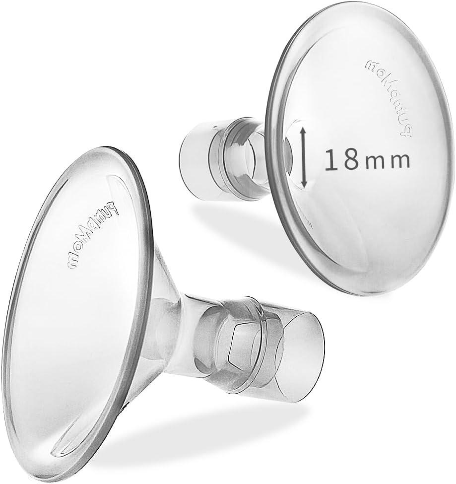 PumpMom 18mm Small Breast shields Compatible with Medela Breast Pump Parts, Replace Flange for Medela Accessories, Not Original PersonalFit Shield Pump Parts, 2pcs