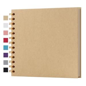 Potricher 7 x 7 Inch DIY Scrapbook Album 40 Pages Hardcover Kraft Paper Scrap Book Photo Albums Memory Book for Wedding and Anniversary Family (Yellow, 7 Inch)