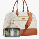 CLOKARS Weekender Bags for Women, Travel Duffle Bag Carry On Overnight Bag with Cosmetics Bag and Crossbody Purse for Gym Hospital, Gifts for Women, Beige Brown