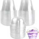 100 Pack Disposable Clear Plastic Cups Ice-cream Cups with Dome Lids, 180ml/6oz PET Sundae Dessert Cups for Iced Coffee Cold Drinks Frozen Yogut Fruits Jello Snacks Bubble Boba Tea Juice Milkshake