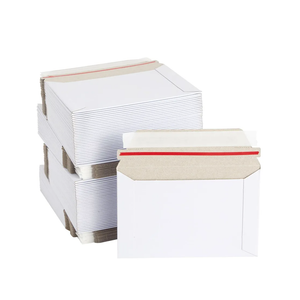 100 Pack 6.5 x 4.5 Rigid Mailers with Self Sealing Flap, Bulk Stay Flat Cardboard Envelopes for Shipping Postcards, Photos (White) - Cardboard Mailers