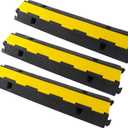 Rubber Cable Ramp Cord Cover Cable Protector Ramps Wire Hose Protective 22000Lbs Load Capacity Traffic 1 Channel Speed Bump for Asphalt Concrete Gravel Driveway, 3 Pack