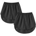 Girstunm Women's Shirt Extender Mini Adjustable Underskirt Removable Layered Sweep Shirt with Buttons 2pcs Black X-Large