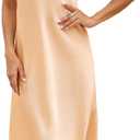 Marvmys Womens Satin Long Nightgown Lace Trim Silk Lingerie Slip Dress Sexy Spaghetti Strap Nightdress Small