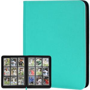 Trading Card Binder 9 Pocket, GERMUN PU Cover Card Binder for 360 Cards, Premium Trading Card Holder Folders, Double Sided Pocket Card Album for MTG, TCG (LAKEBLUE)