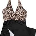 SUUKSESS Women Sexy Halter Tankini Bathing Suits Slimming Tummy Control High Waisted Swimsuits 2 Piece (Black, L)