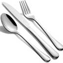 5-Piece Silverware Set for 4 - Stainless Steel Flatware Cutlery Set Service for 4, Mirror Polished Flatware Set Include Forks Spoons Knives for Home, Wedding, Restaurant, Dishwasher Safe