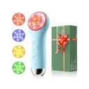 Face Scrubber Facial Cleansing Brush - Waterproof and Rechargeable Face Cleansing Brush with 4 LED Gentle Light, Cleansing, Exfoliating and Massaging, Electric Face Scrub Brush for Men & Women (Blue)