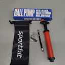 SPORTBIT Ballpump for Sports Balls - Basketball Pump for Sport Balls - Football & Soccer, Basketball, Volleyball Pump, Swim Inflatables - Hand Air Pump with 3 Needles, Nozzle, Extension Hose, Pouch 