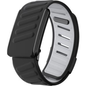 surundo Silicone Sport Band Compatible with Whoop 4.0 Band Strap Men Women, Soft Breathable Sport Adjustable Waterproof Replacement Wristbands Straps for Whoop 4.0 Bands (Black Gray)