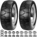 11x4.00-5'' Lawn Mower Tires Flat Free, Zero Turn Mower Front Tires, 11x4-5 Solid Tires and Wheel with 3/4" or 5/8" & 1/2" Precision Bearings, 3.4"-5.6" Centered Hub for Zero-Turn Lawn Mower (2 Pack)
