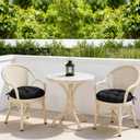 idee-home Outdoor Bistro Chair Cushions, 18”x18”x 6” Thick Outdoor Round Seat Cushions Set of 2 Tufted with Ties, Waterproof Round Patio Furniture Pads for Garden, Black
