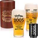Unique 21st Birthday Gift For Man - Beer Glasses Gifts 20 Oz 2-Sided Beer Drinking Glass (1 Count) and Opener - Vintage 2005 Beer Glass21st Birthday Decorations Party Supplies, 3.5in*7.2in