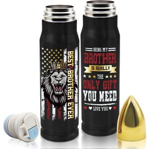 Gifts for Brother, 17 Oz Stainless Steel Brother Tumbler with Lid, Brothers Gift from Sister, Adult Brothers Gift for Wedding Thanksgiving Christmas, Big Bro Bullet Tumbler, Black, 1 PCS
