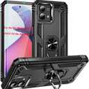 Androgate for Moto G Stylus 5G 2023 Case with HD Screen Protector, Military-Grade Metal Ring Kickstand 15ft Drop Tested Shockproof Cover Case for Motorola Moto G Stylus 5G 2023, Black