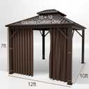 Gazebo Universal Replacement Privacy Curtain Hugline 10' x 12' Gazebo Side Wall Outdoor Privacy Panel with Zipper (Brown)