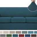 Turquoize 4 Piece Sofa Covers for 3 Cushion Couch Sofa Slipcover Soft Couch Cover for Dogs-Washable Sofa Furniture Covers with 3 Individual Cushion Covers, Jacquard Fabric (3 Cushion Sofa, Deep Teal) (Sofa (3 Cushion))