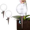 NiHome Plant Self-Watering Globes for Busy Individuals & Travelers, Long-Lasting Moisture Consistent Dripper Spike for Indoor & Outdoor Plants, Adjustable Flow Valve Easy to Refill & Maintain (2-Pack)