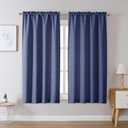 Chyhomenyc Bennet Blue Curtains 45 Inch Length 2 Panels, Faux Linen Textured Semi Sheer Light Filtering Soft Airy Rod Pocket Window Treatment Drapes for Living Room Bedroom, Each 30" Wx45 L