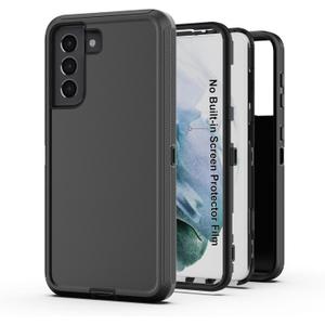 for Galaxy S21 5G Case, Heavy Duty Protective Case with [3 Layers] Rugged Rubber Shockproof Protection Cover for Samsung Galaxy S21(Black)
