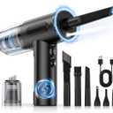 Compressed Air Duster, 100000RPM Handheld Car Vacuum/ Air Blower& Pump, 3 Gear Adjustable Electric Air Duster/ Car Vacuum Cleaner, Keyboard Duster with LED Light-10 Kits Air Blower for Computer(Black)