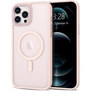 Anuck Case for iPhone 12 Pro Max Case Magnetic Phone Case Compatible with MagSafe, Soft TPU Bumper Hard Translucent Matte Back Slim Fit Shockproof Protective Cover for Men Women Girls - Pink